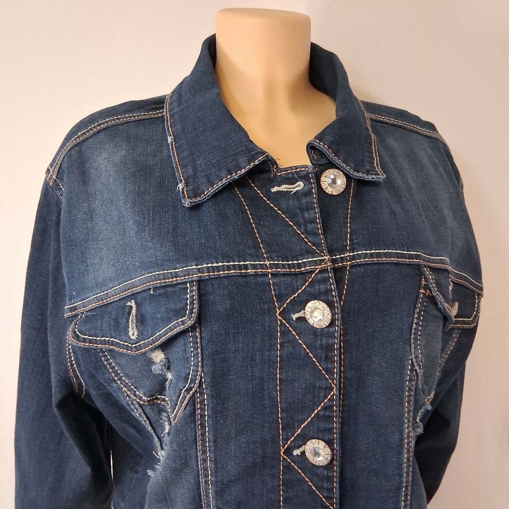 Amethyst Jeans Dark Blue Denim Jacket Size 2X - Picture 7 of 16